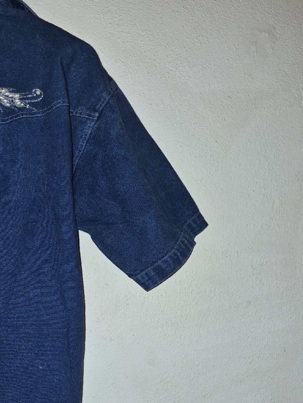 Embroidered Denim Western Shirt - Blue - Picture 8 of 11